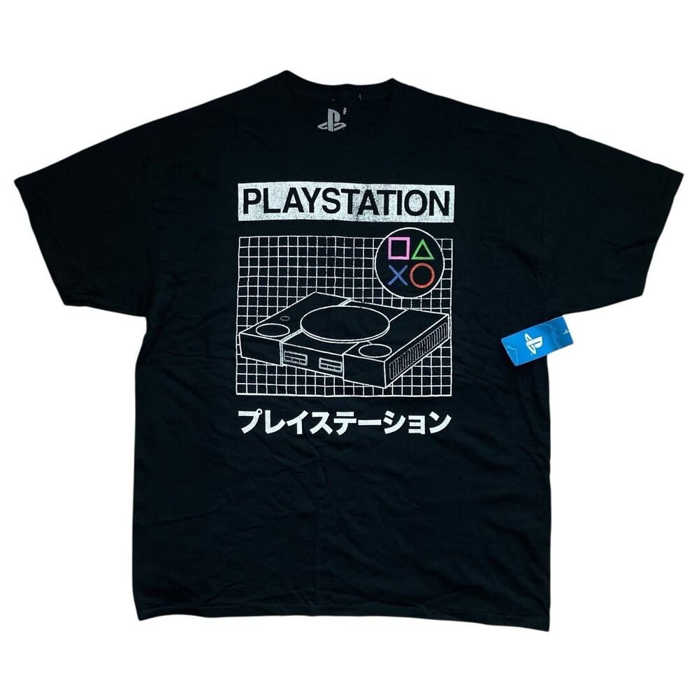 PlayStation‎ T-Shirt Mens Black Cotton Video Gamer Japanese Retro Novelty 2XL - Picture 2 of 9